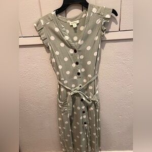 Monteau Green Polka Dot Midi Dress